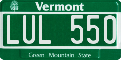 VT license plate LUL550