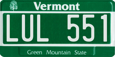 VT license plate LUL551