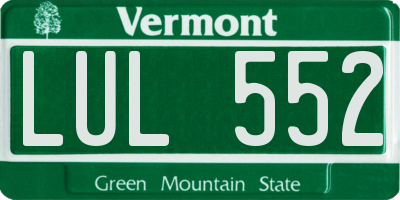 VT license plate LUL552