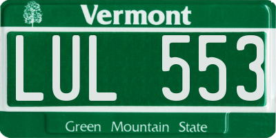 VT license plate LUL553