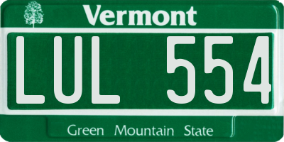 VT license plate LUL554
