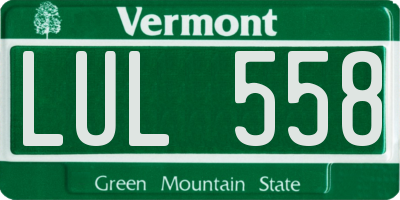 VT license plate LUL558