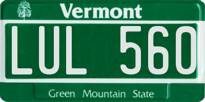VT license plate LUL560