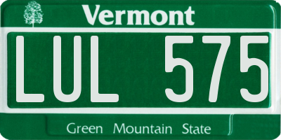 VT license plate LUL575