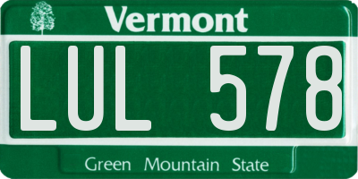 VT license plate LUL578