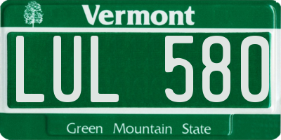 VT license plate LUL580