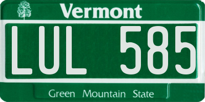VT license plate LUL585