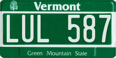 VT license plate LUL587