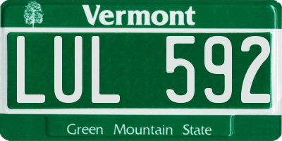 VT license plate LUL592