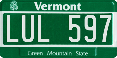 VT license plate LUL597