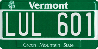 VT license plate LUL601