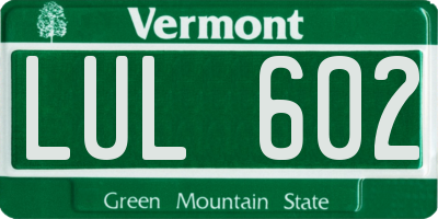 VT license plate LUL602