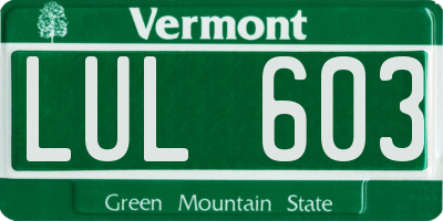 VT license plate LUL603