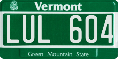 VT license plate LUL604