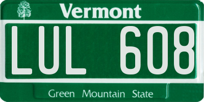 VT license plate LUL608