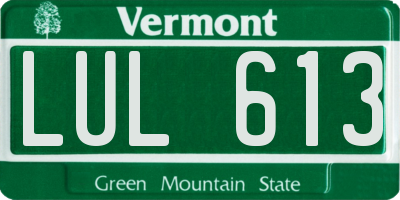 VT license plate LUL613