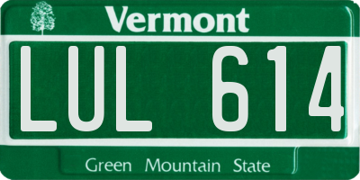 VT license plate LUL614