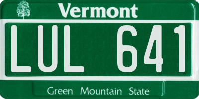 VT license plate LUL641