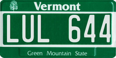 VT license plate LUL644