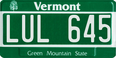 VT license plate LUL645