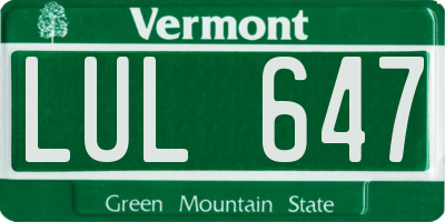 VT license plate LUL647