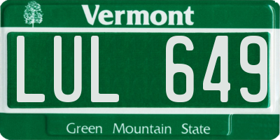 VT license plate LUL649
