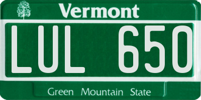 VT license plate LUL650