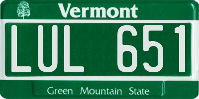 VT license plate LUL651