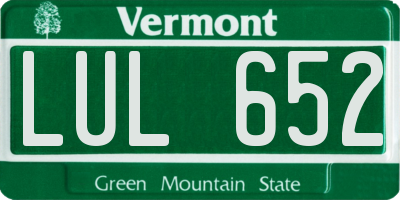VT license plate LUL652