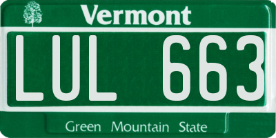 VT license plate LUL663