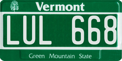 VT license plate LUL668