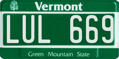 VT license plate LUL669