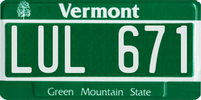 VT license plate LUL671