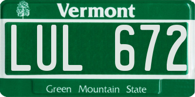 VT license plate LUL672