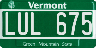 VT license plate LUL675