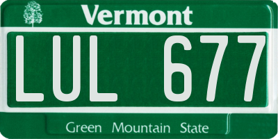 VT license plate LUL677