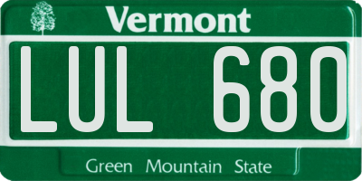 VT license plate LUL680