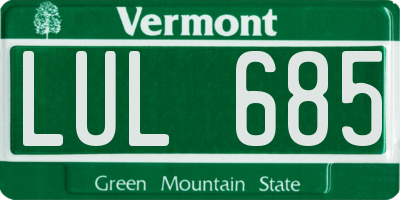 VT license plate LUL685