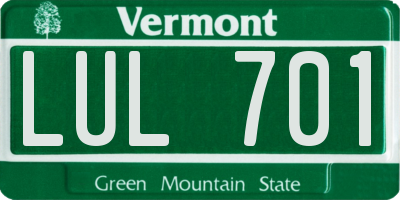 VT license plate LUL701