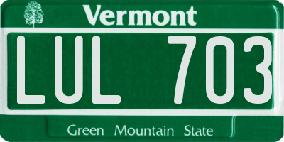 VT license plate LUL703