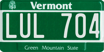 VT license plate LUL704