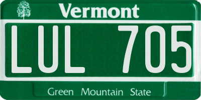 VT license plate LUL705
