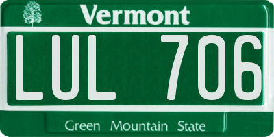 VT license plate LUL706