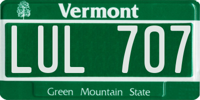 VT license plate LUL707