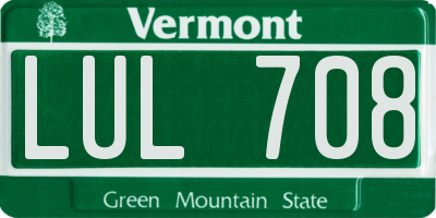 VT license plate LUL708