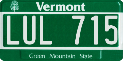 VT license plate LUL715