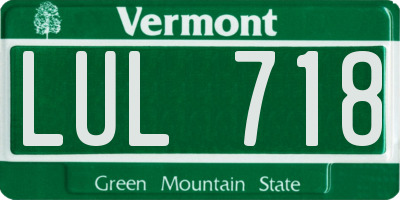 VT license plate LUL718