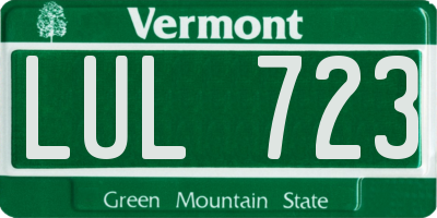 VT license plate LUL723