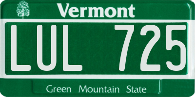 VT license plate LUL725