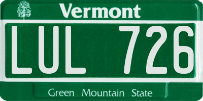VT license plate LUL726